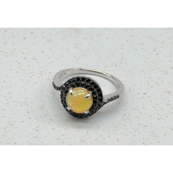 Ethiopian Opal Black Spinel Ring Colleen Lopez HSN Sterling Silver 925 Sz 8.75 - Picture 7 of 11